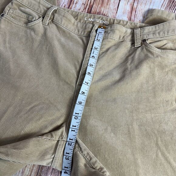 Lands End MID RISE SLIM Sz 18 Tan Corduroy High Rise Pants Slacks Trouser 39x30 - Picture 5 of 12